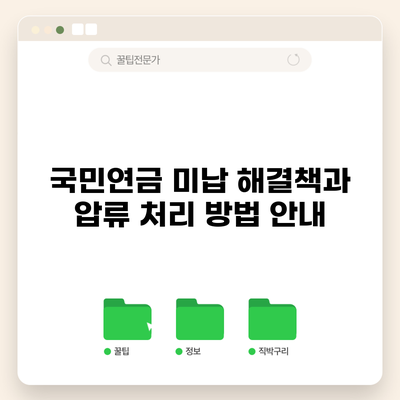 국민연금 미납 해결책과 압류 처리 방법 안내