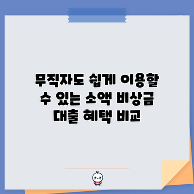 무직자도 쉽게 이용할 수 있는 소액 비상금 대출 혜택 비교