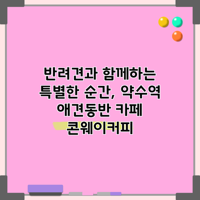 반려견과 함께하는 특별한 순간, 약수역 애견동반 카페 콘웨이커피