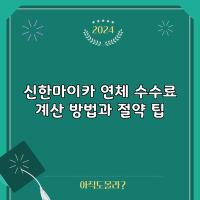 신한마이카 연체 수수료 계산 방법과 절약 팁