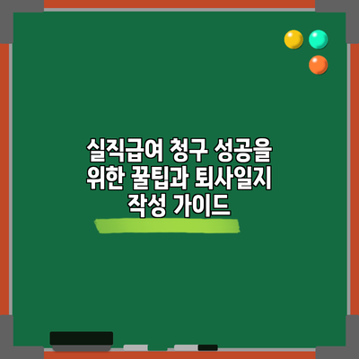 실직급여 청구 성공을 위한 꿀팁과 퇴사일지 작성 가이드