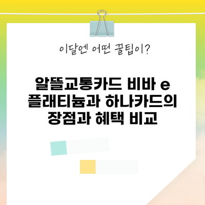 알뜰교통카드 비바 e 플래티늄과 하나카드의 장점과 혜택 비교