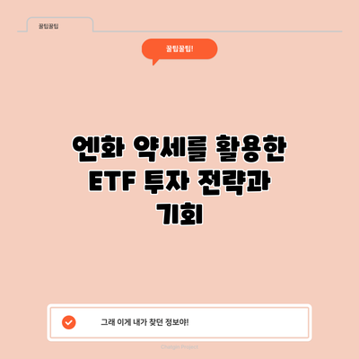 엔화 약세를 활용한 ETF 투자 전략과 기회