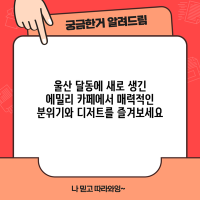울산 달동에 새로 생긴 에밀리 카페에서 매력적인 분위기와 디저트를 즐겨보세요