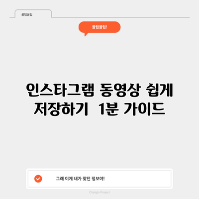인스타그램 동영상 쉽게 저장하기 | 1분 가이드