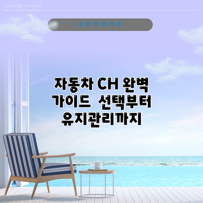 자동차 CH 완벽 가이드 | 선택부터 유지관리까지