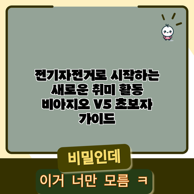 전기자전거로 시작하는 새로운 취미 활동: 비아지오 V5 초보자 가이드