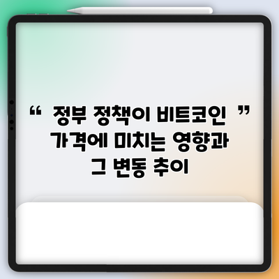 정부 정책이 비트코인 가격에 미치는 영향과 그 변동 추이