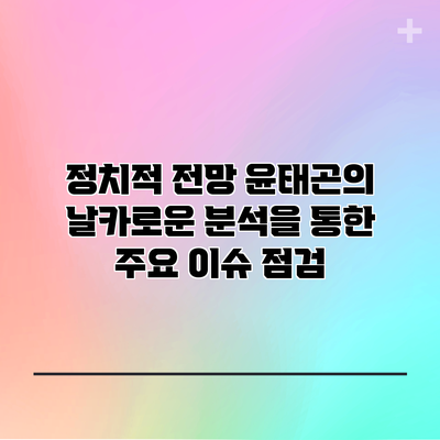 정치적 전망: 윤태곤의 날카로운 분석을 통한 주요 이슈 점검
