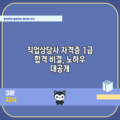 직업상담사 자격증 1급 합격 비결, 노하우 대공개