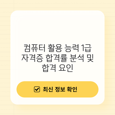 컴퓨터 활용 능력 1급 자격증: 합격률 분석 및 합격 요인