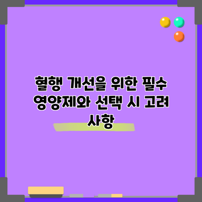 혈행 개선을 위한 필수 영양제와 선택 시 고려 사항