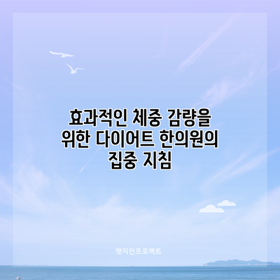 효과적인 체중 감량을 위한 다이어트 한의원의 집중 지침