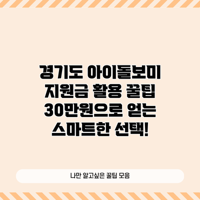 경기도 아이돌보미 지원금 활용 꿀팁: 30만원으로 얻는 스마트한 선택!