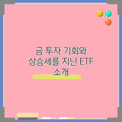 금 투자 기회와 상승세를 지닌 ETF 소개