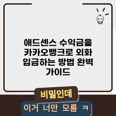 애드센스 수익금을 카카오뱅크로 외화 입금하는 방법 완벽 가이드