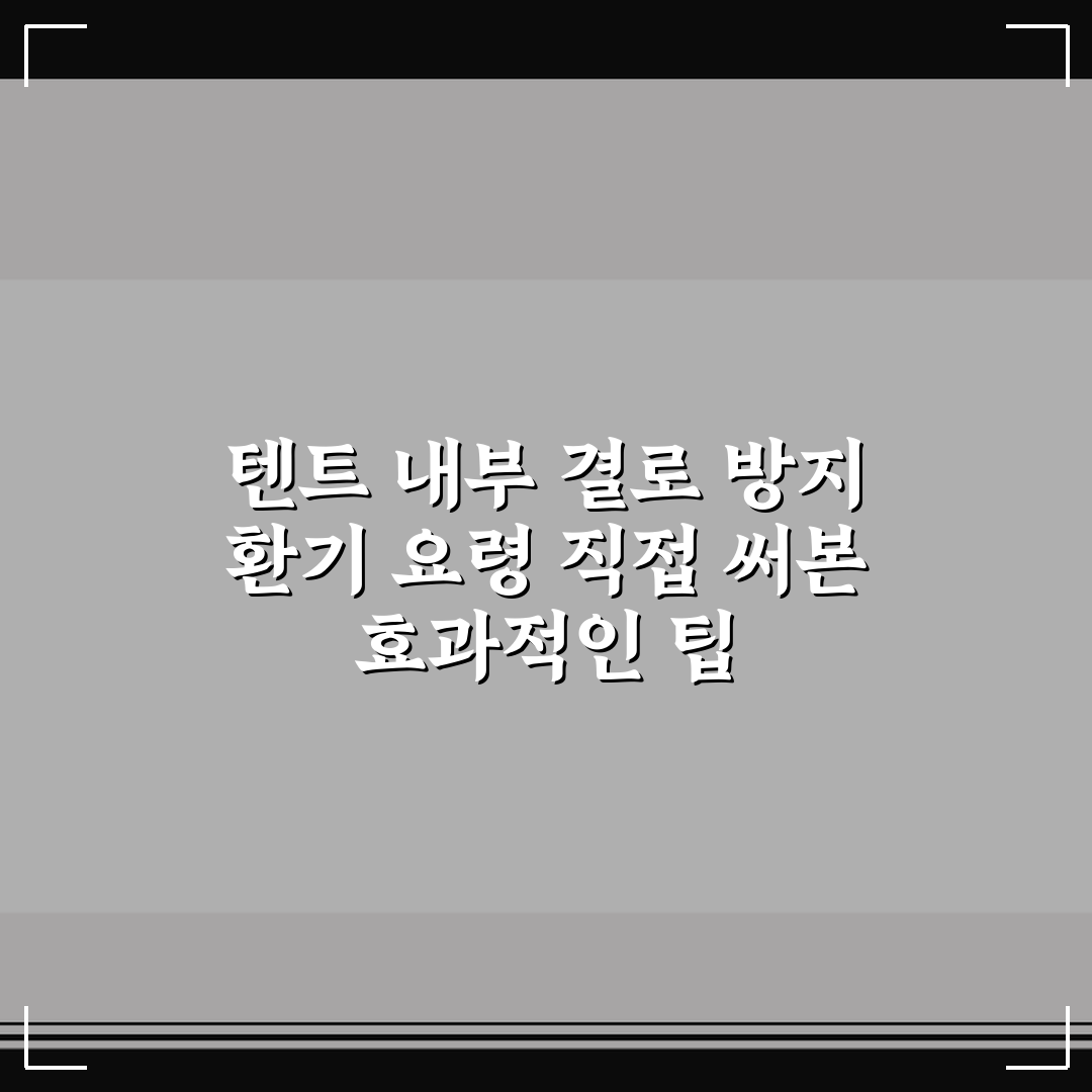 텐트 내부 결로 방지 환기 요령 직접 써본 효과적인 팁